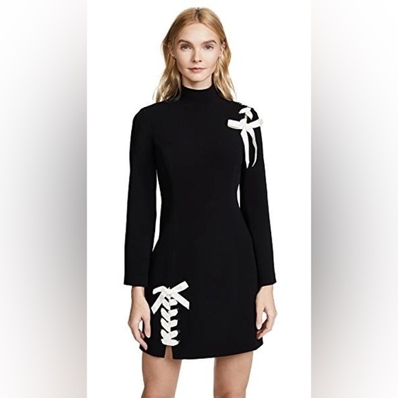Cinq A Sept Izella Ribbon Dress in Black Ivory size 2 NWOT - Picture 1 of 14